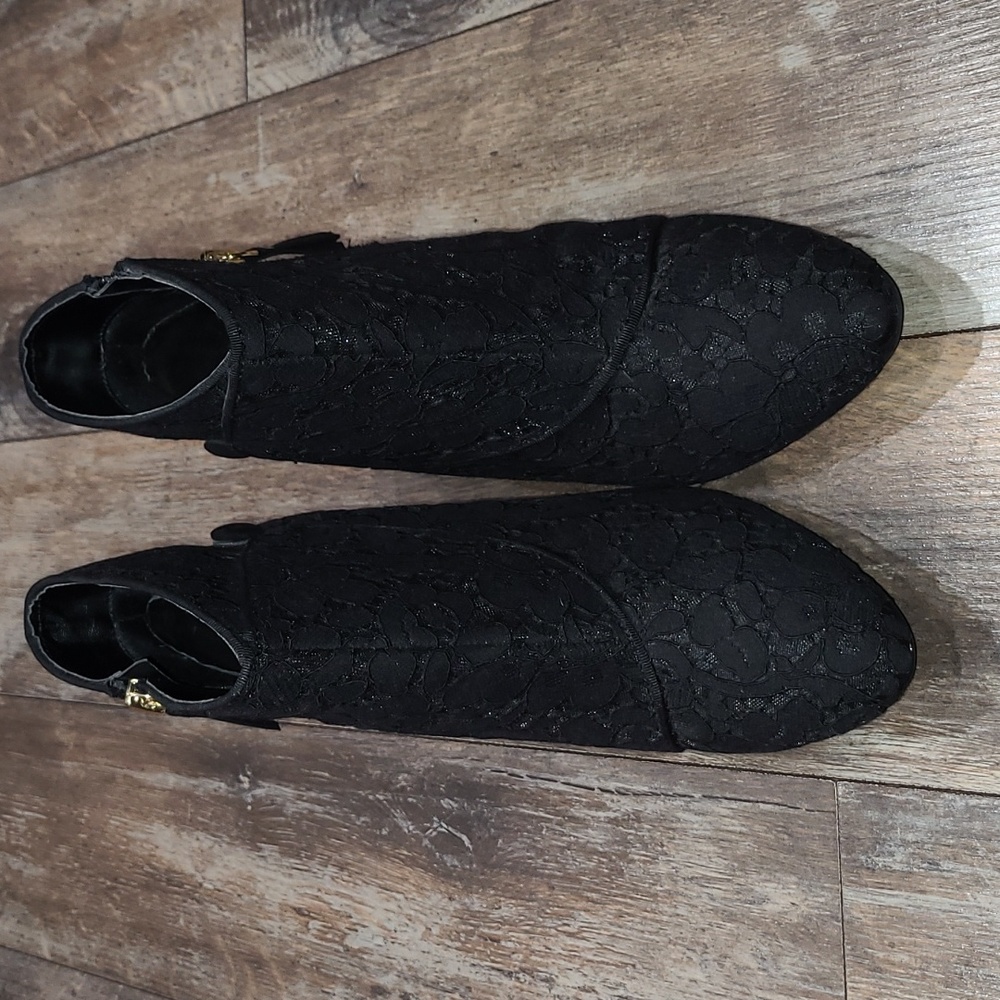 Kelly & Katie Black Lace Heel Ankle Boots